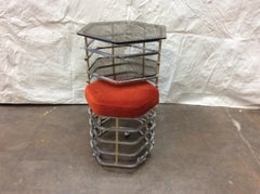 1970s Modern Italian Chrome, Brass and Glass Vanity Table and Stool, 2 Pieces