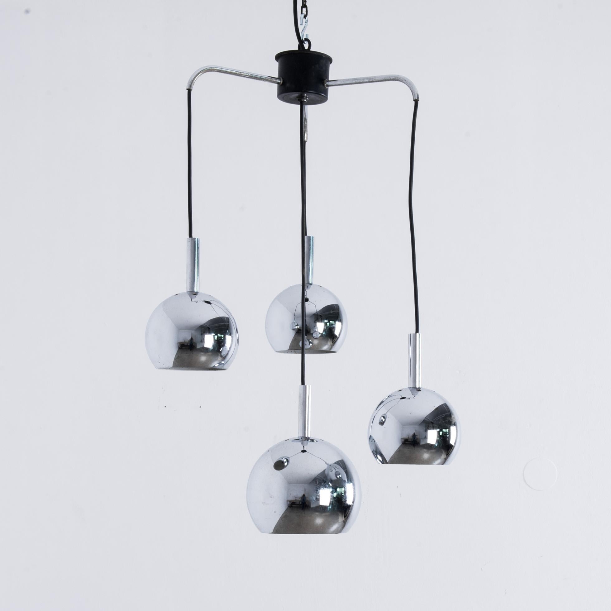 Chrome 1970s Modern Italian Metal Chandelier