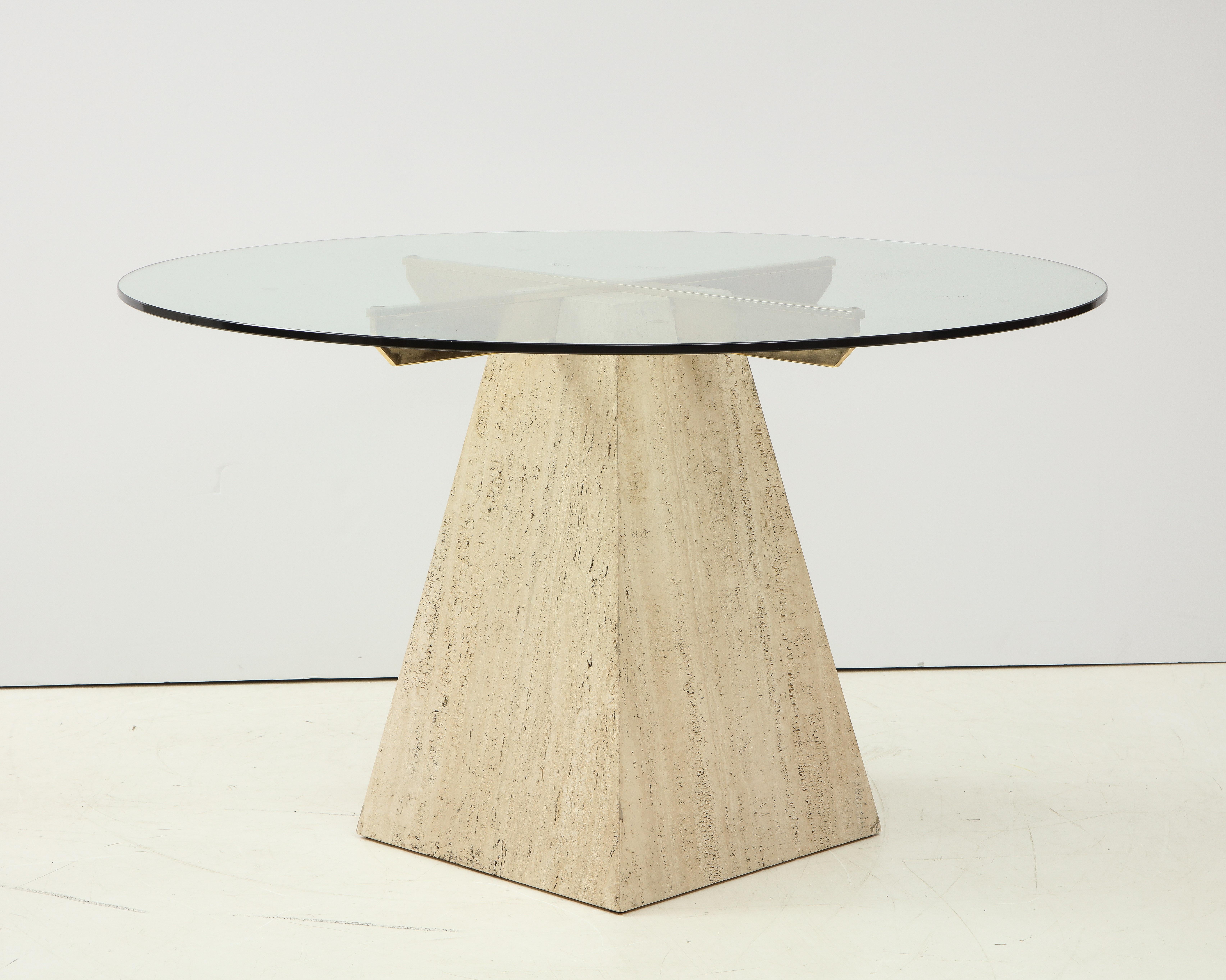 Late 20th Century 1970s Modern Italian Travertine Dining Table For Sale