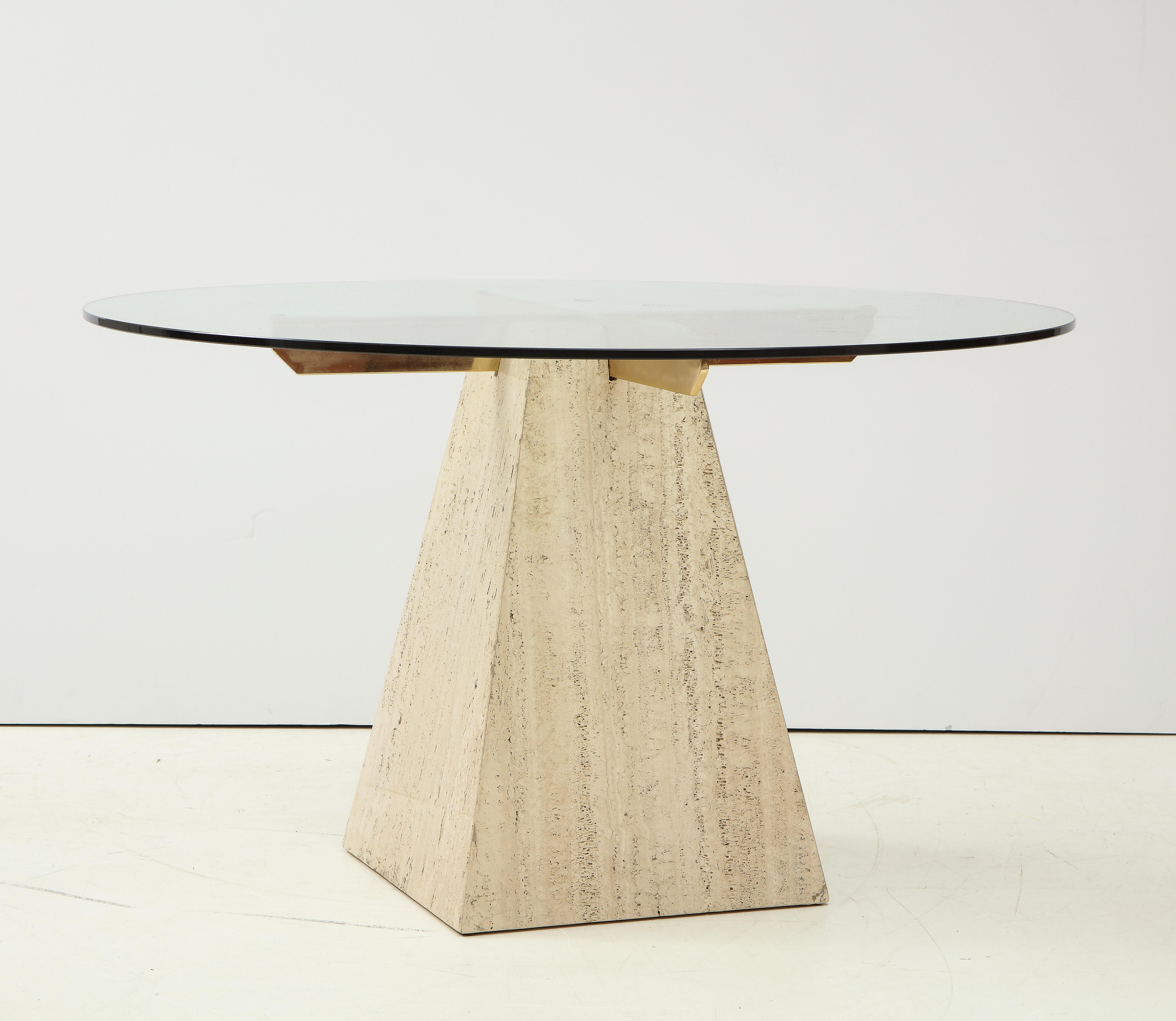 1970s Modern Italian Travertine Dining Table For Sale 1