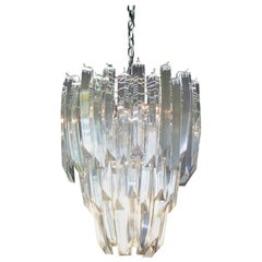 1970s Modern Large Three-Tier Lucite 9-Light Chandelier