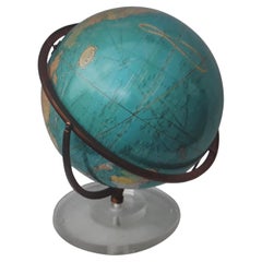 1970's Modern Large World Globe Lamp on Lucite Base