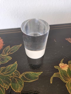 1970s Modern Lucite Cylinder Desk Paperweight