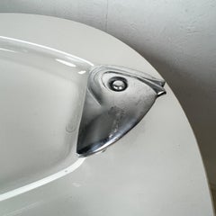 1970s Modern Lucite Fish Platter with Aluminum Accents by Grainware