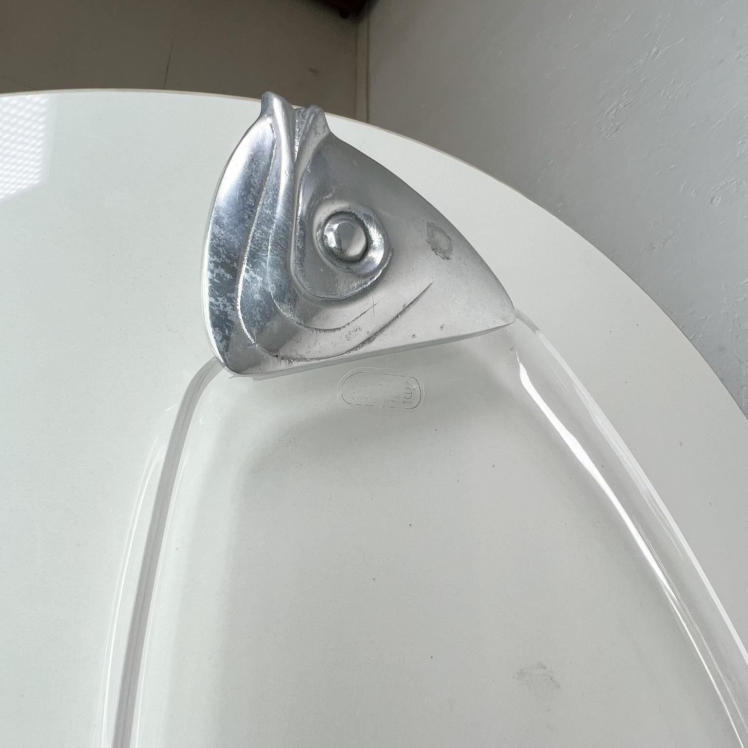 Mid-Century Modern 1970s Modern Lucite Fish Platter with Aluminum Accents by Grainware