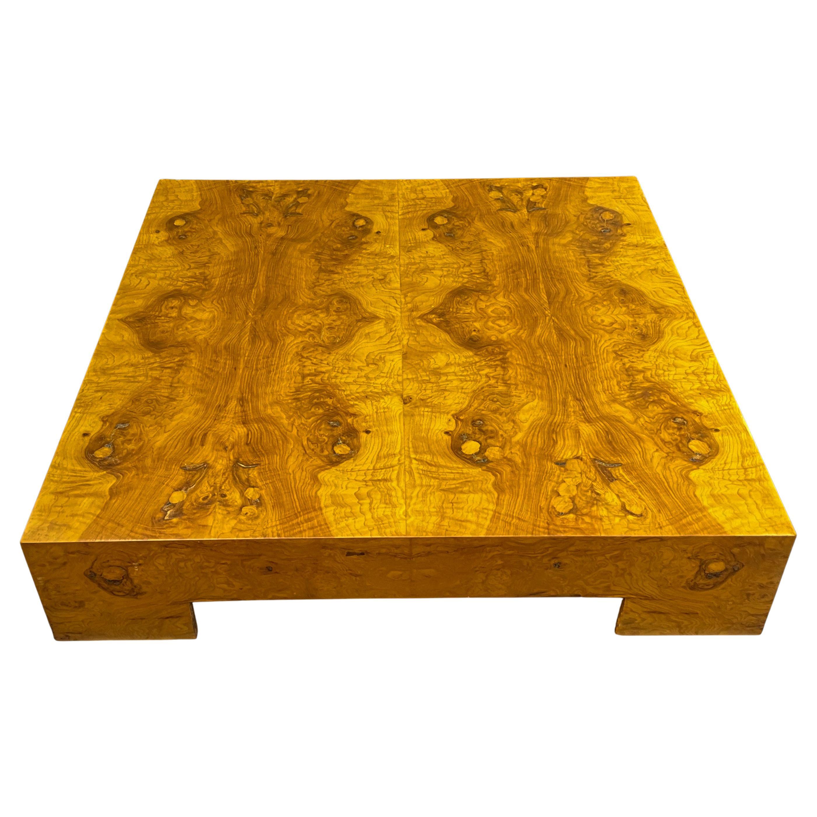 1960's Burl Wood Square Coffee Table By Milo Baughman at 1stDibs burled wood coffee table