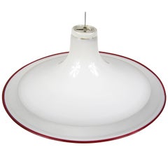 1970s Modern Murano Italian Handblown Dish Pendant Chandelier Light