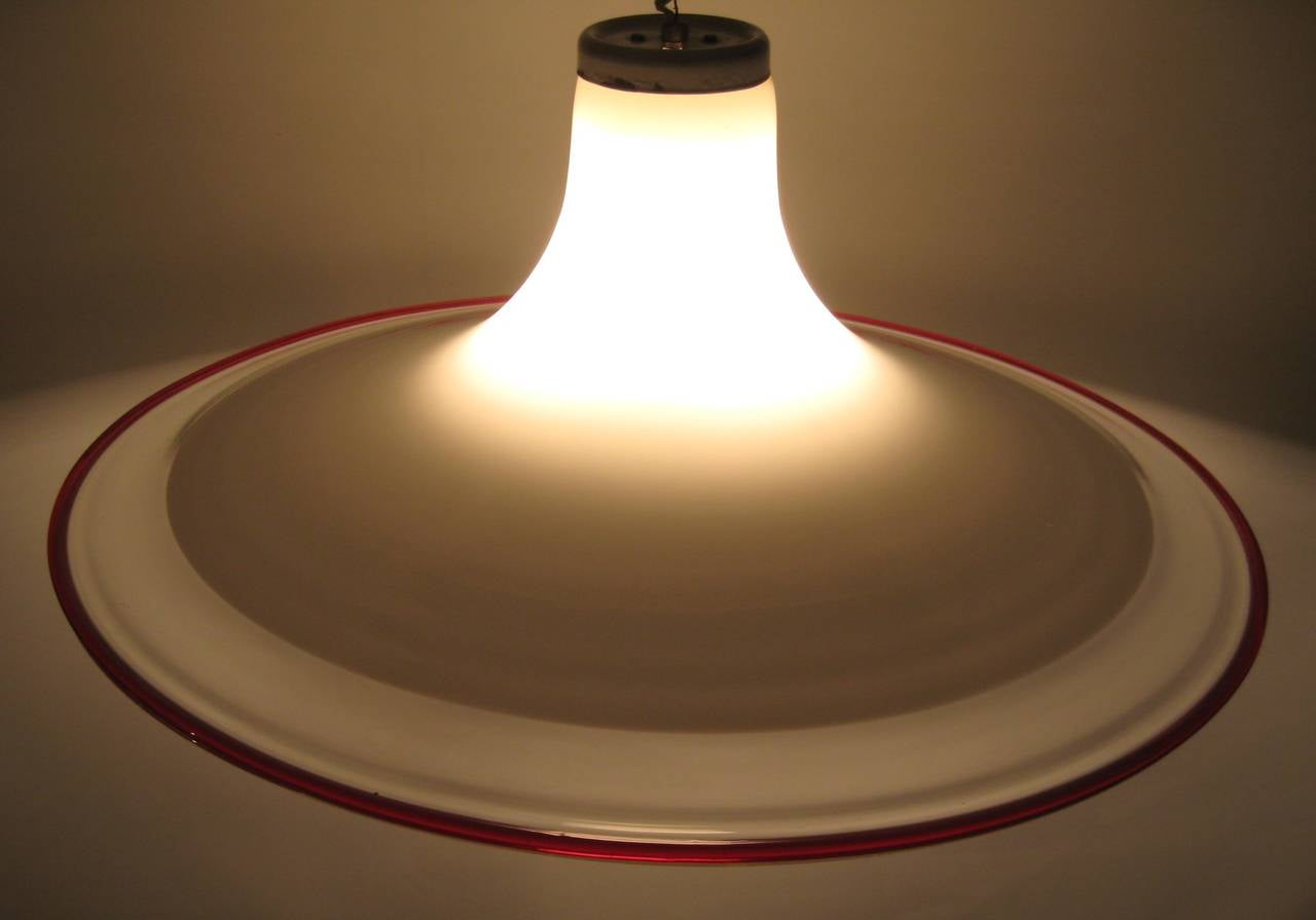 Late 20th Century 1970s Modern Murano Italian Handblown Dish Pendant Chandelier Light For Sale