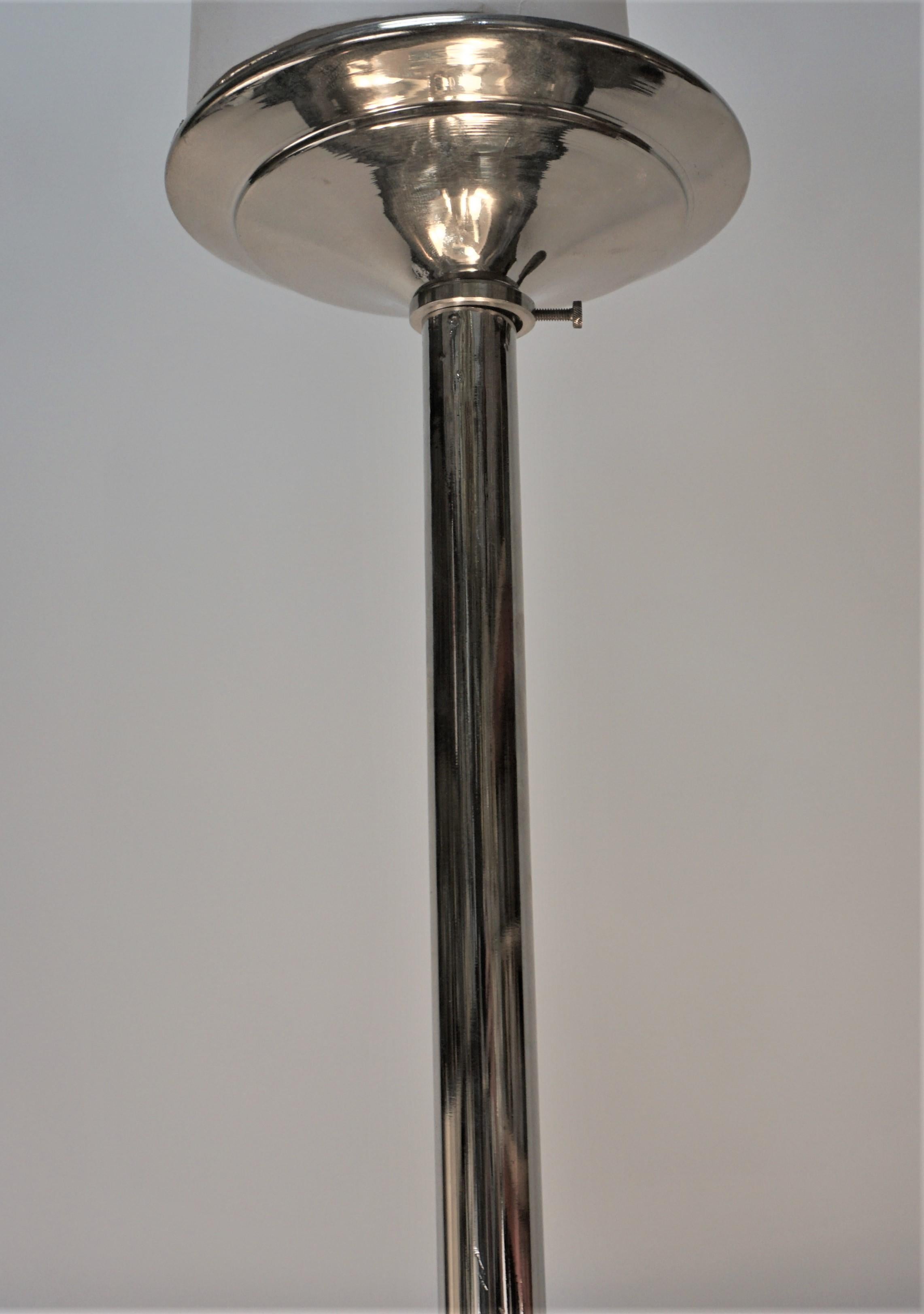 Late 20th Century 1970's Modern Nickel and Glass Chandelier