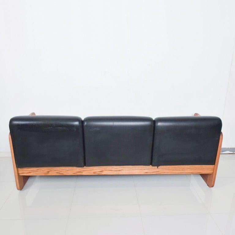wooden frame leather sofa