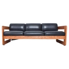 1970s Modern Sling Sofa Lou Hodges California Design Group Oak Wood Frame