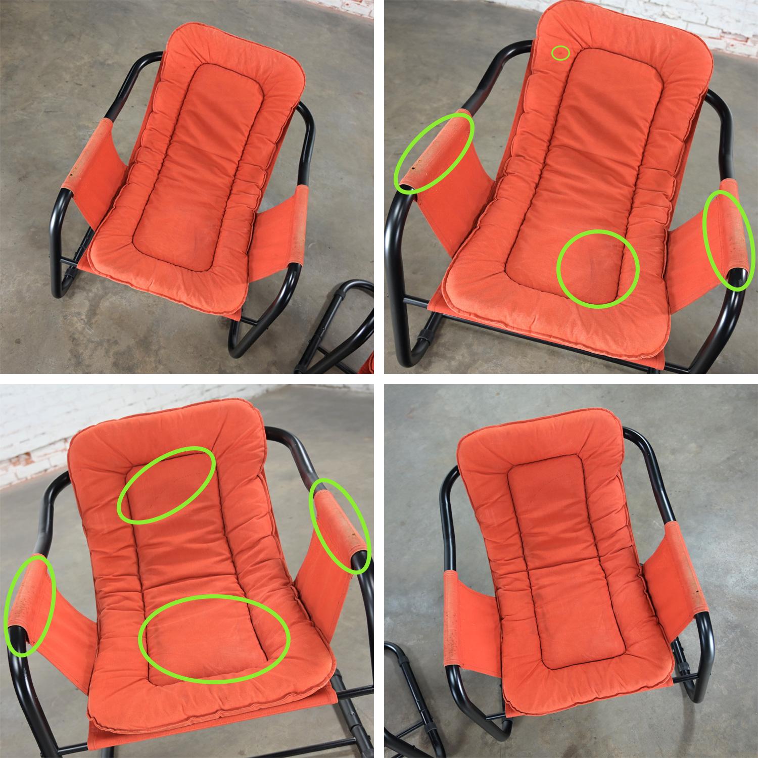 1970’s Modern Orange & Black Tube Cantilever Sling Lounge Chairs Jerry Johnson S For Sale 8