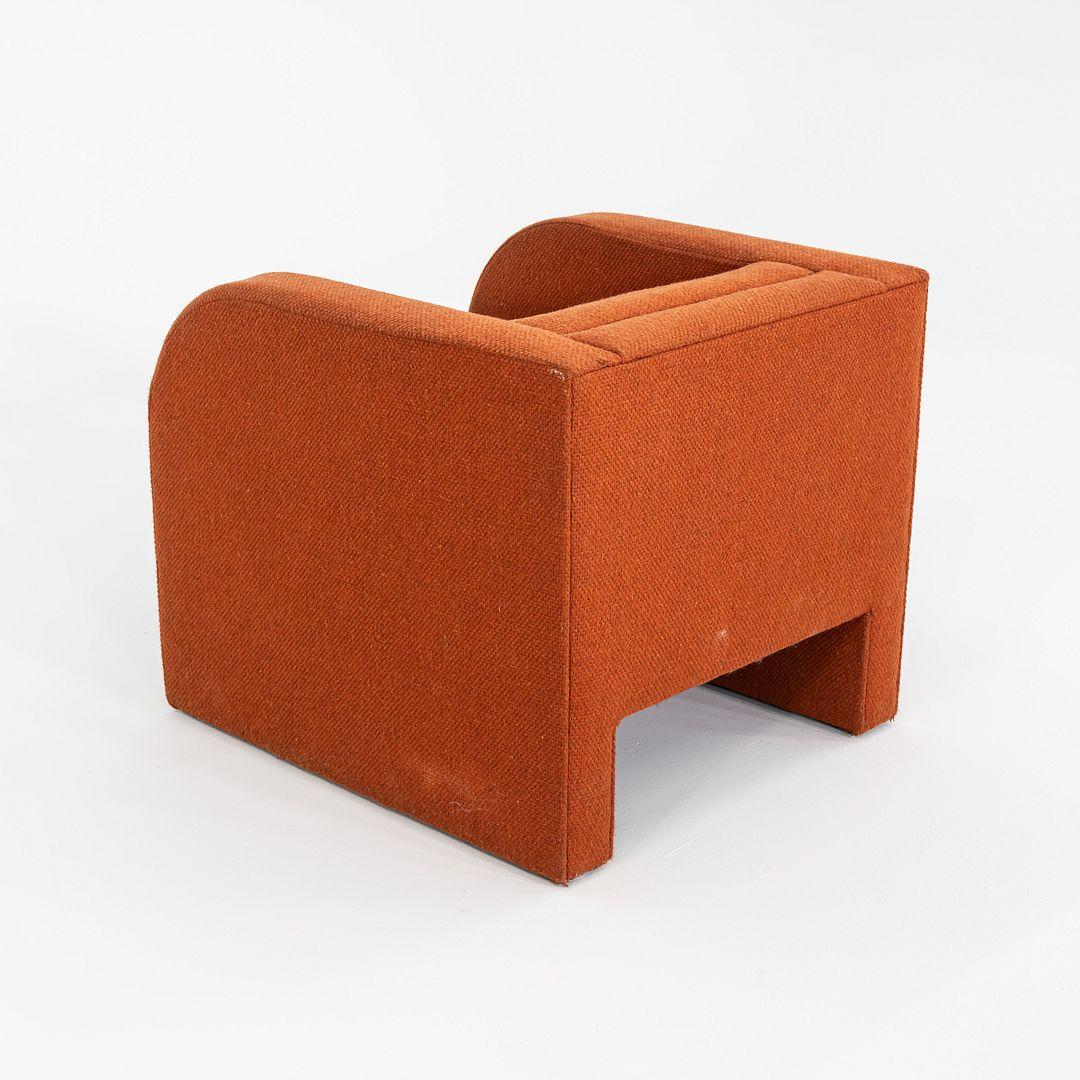 American 1970s Modern Orange Fabric Lounge or Club Chair with Arms For Sale