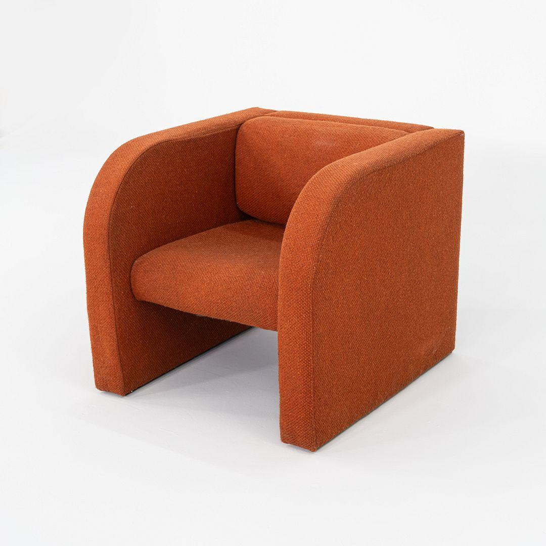 Late 20th Century 1970s Modern Orange Fabric Lounge or Club Chair with Arms For Sale