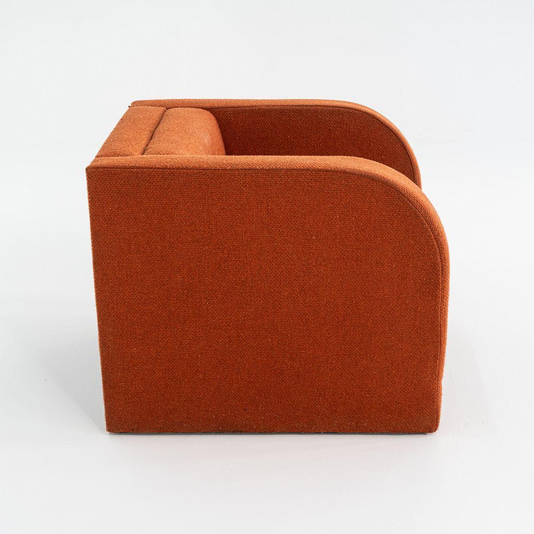 Steel 1970s Modern Orange Fabric Lounge or Club Chair with Arms For Sale