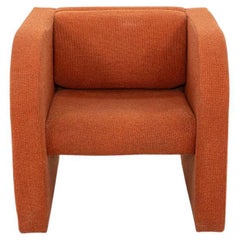 1970s Modern Orange Fabric Lounge oder Club Chair mit Armlehnen