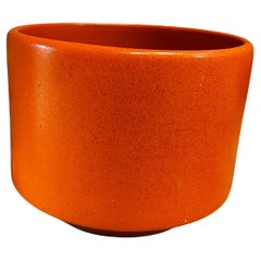 Vintage 1970s Modern Orange Planter Art Pottery Style Gainey Ceramics 