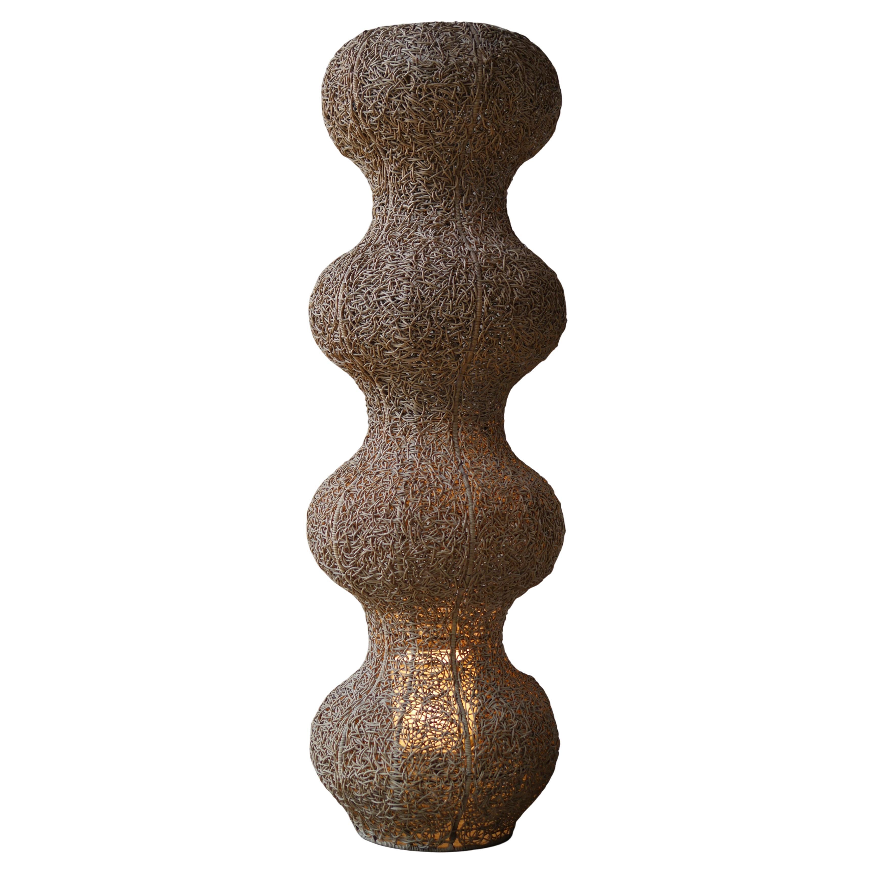 1970s Modern Organic Italian Rattan Sculptural Floor Lamp