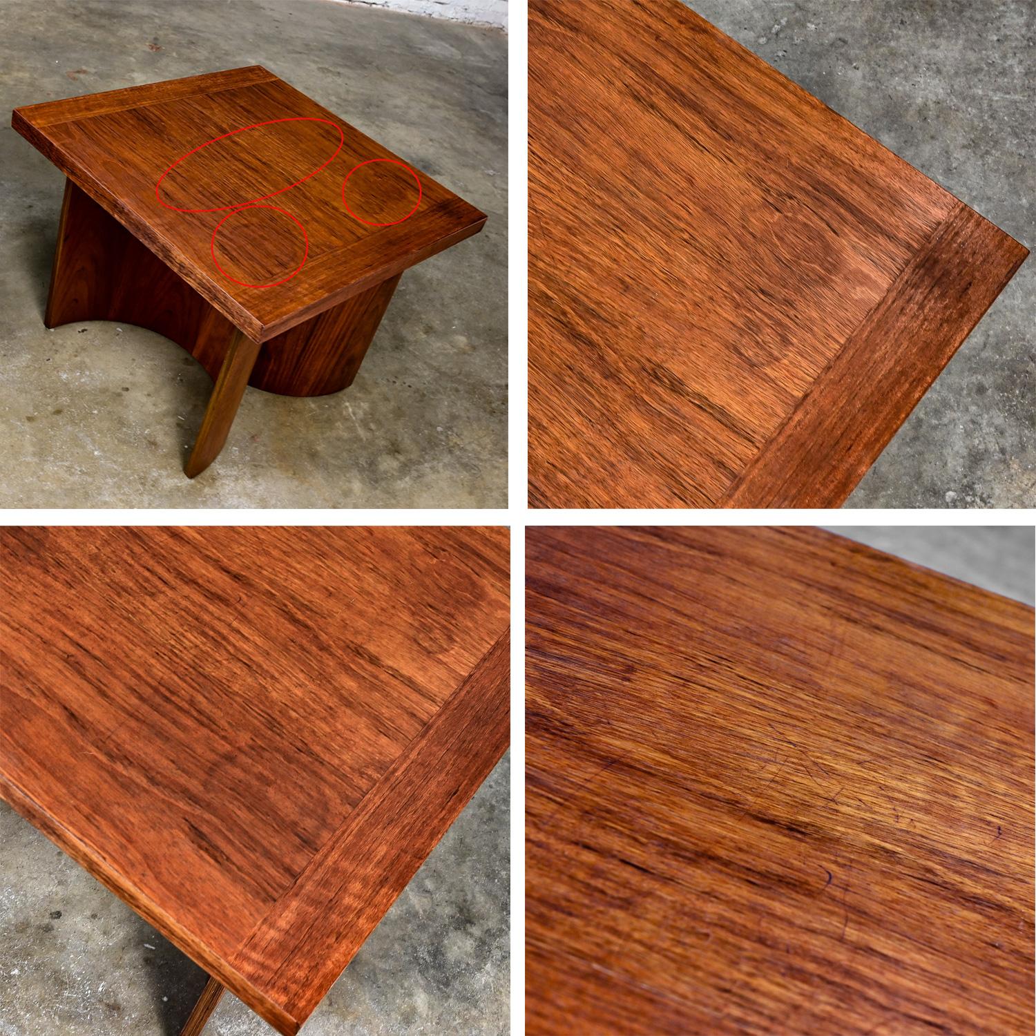 1970’s Modern Pair End Tables by Kroehler Square Tops & Bentwood Double U Bases 5