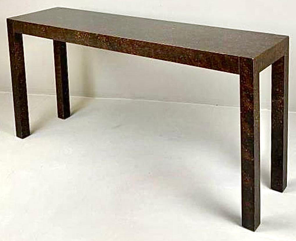 Mesa consola Parsons estilo Milo Baughman con esmalte de imitación de tortuga de los años 70 siglo XX en venta