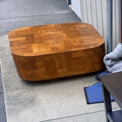 1970s Modern Patchwork Burl Floating Coffee Table Manner Of Paul Evans