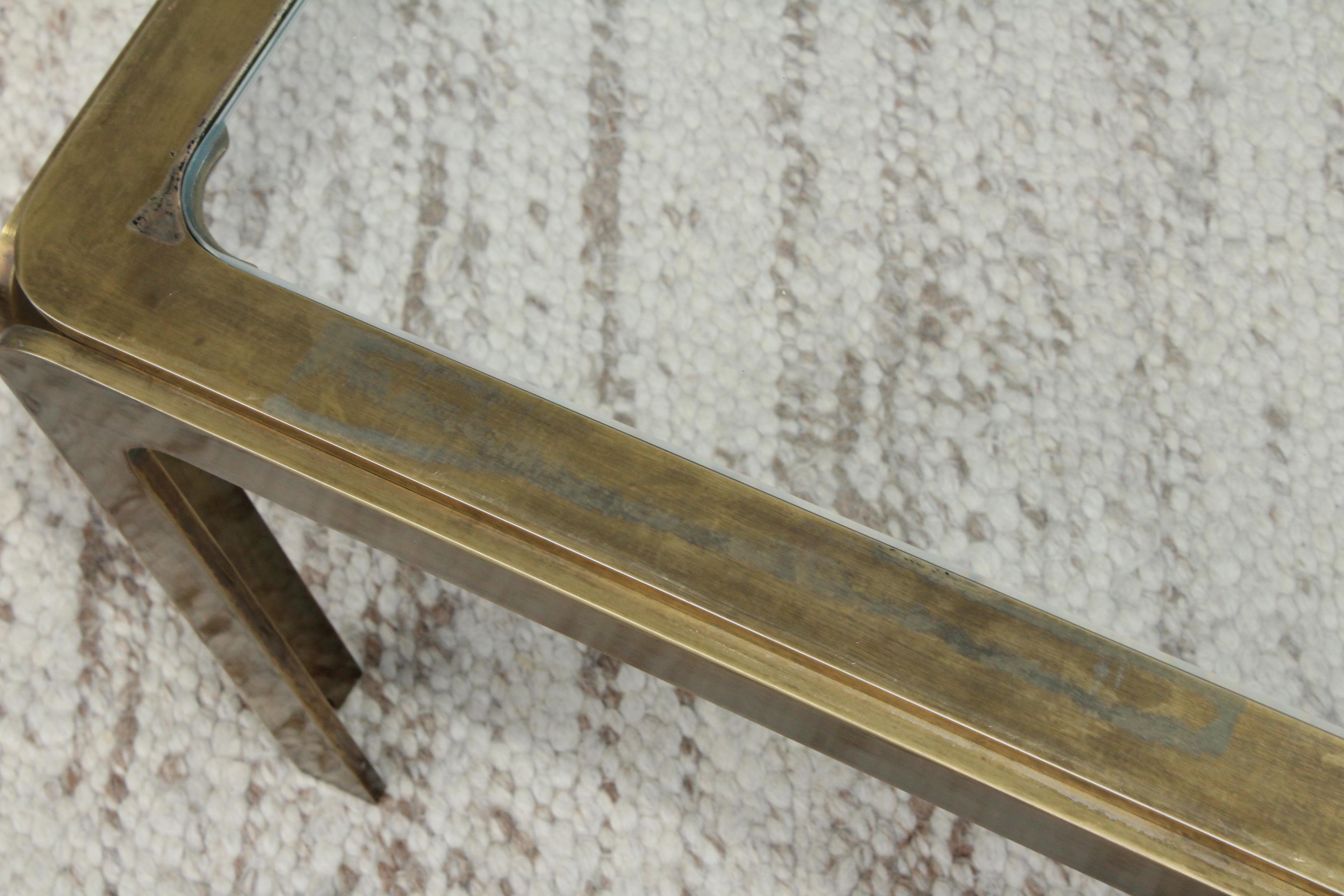 1970s Modern Patinated Brass Spanish Coffee Table 5