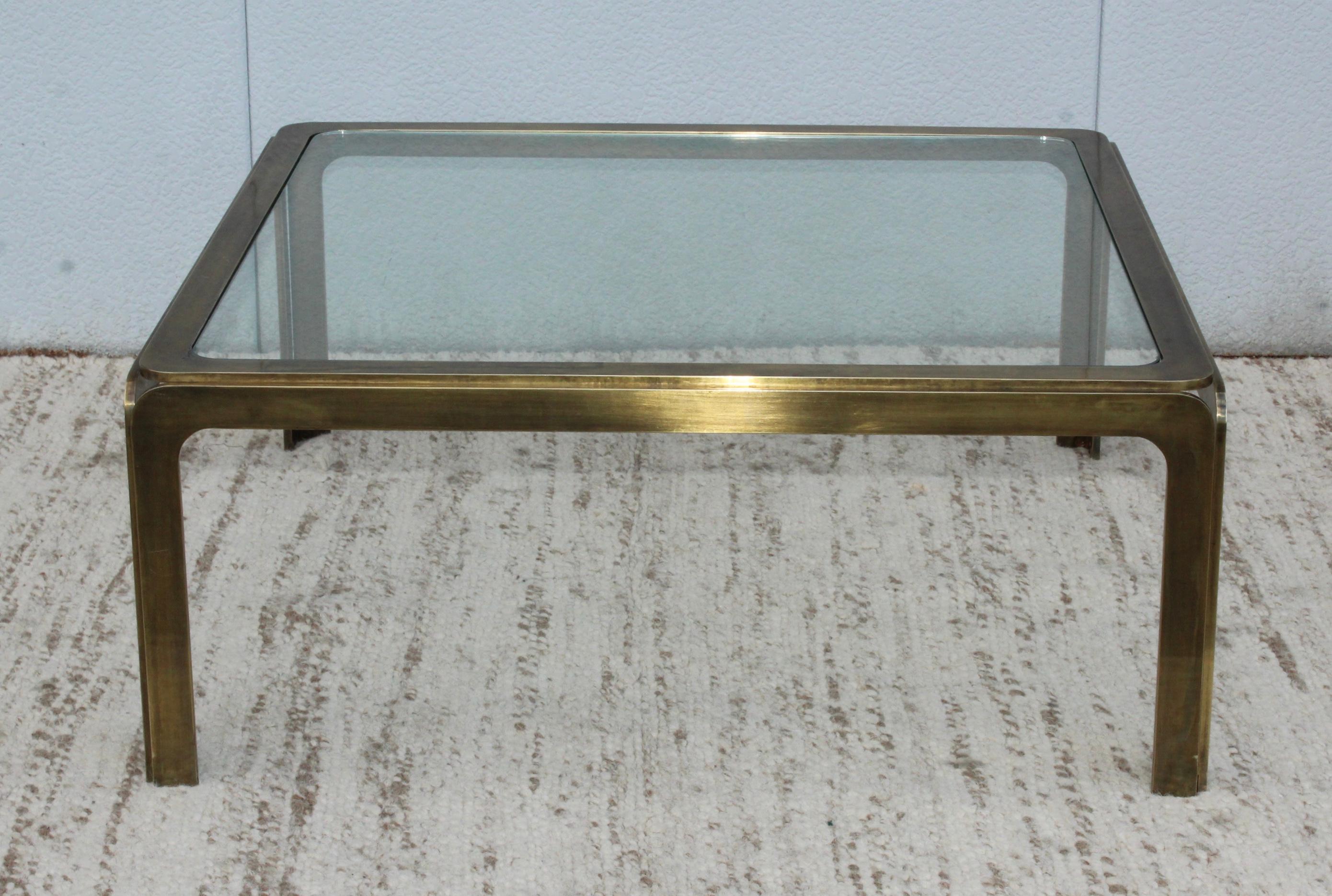 1970s Modern Patinated Brass Spanish Coffee Table In Good Condition In New York, NY