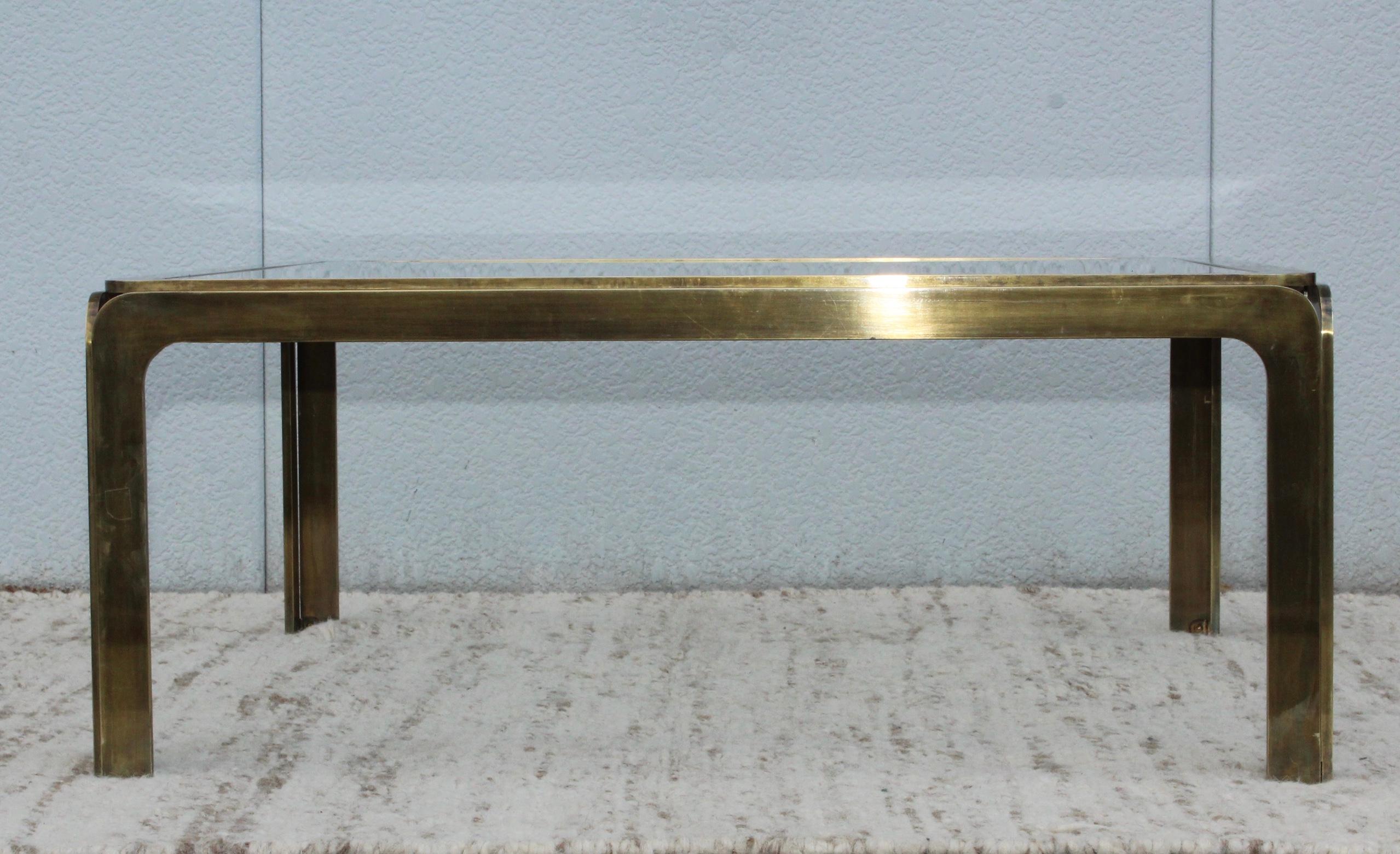 Late 20th Century 1970s Modern Patinated Brass Spanish Coffee Table