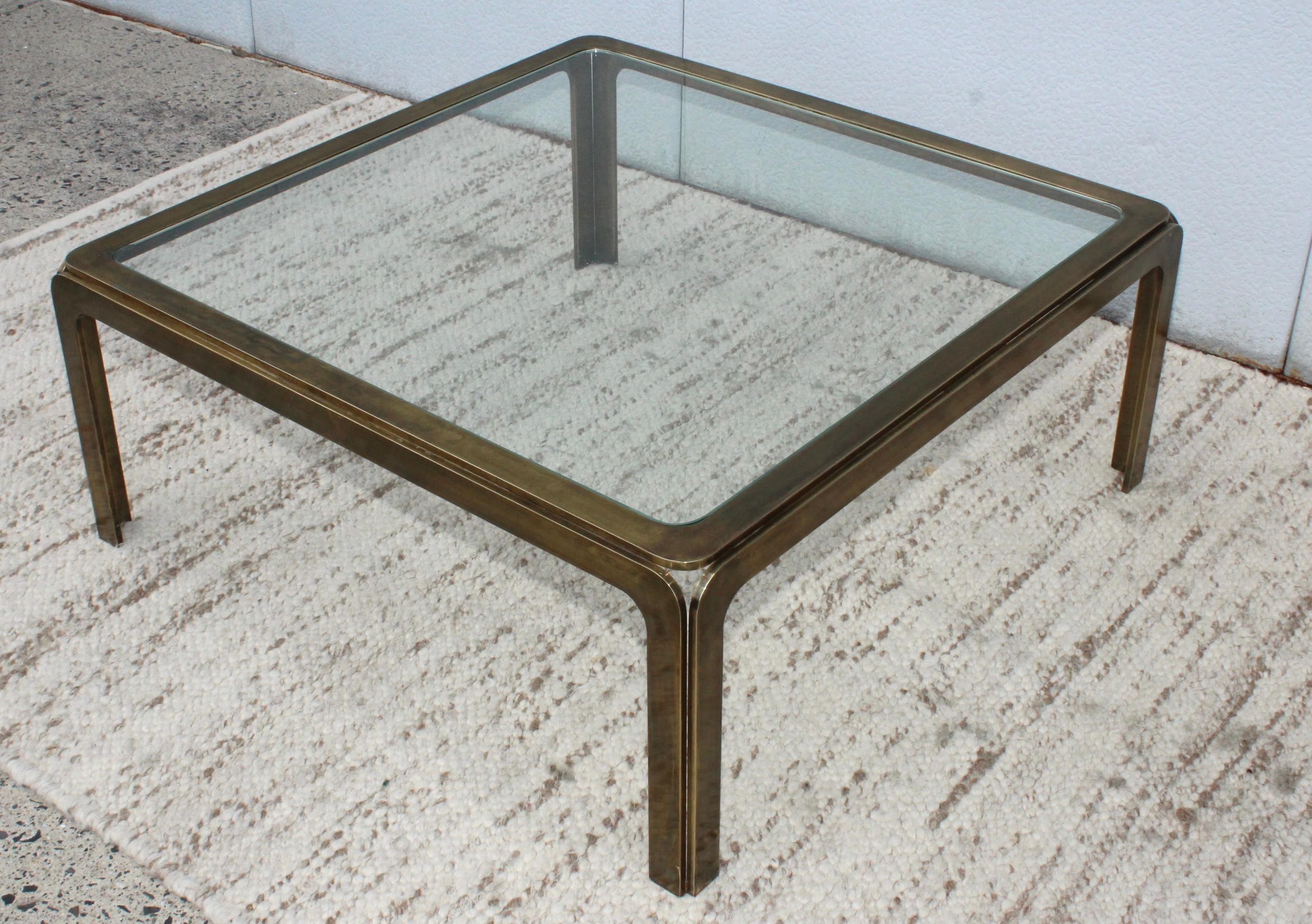 1970s Modern Patinated Brass Spanish Coffee Table 2