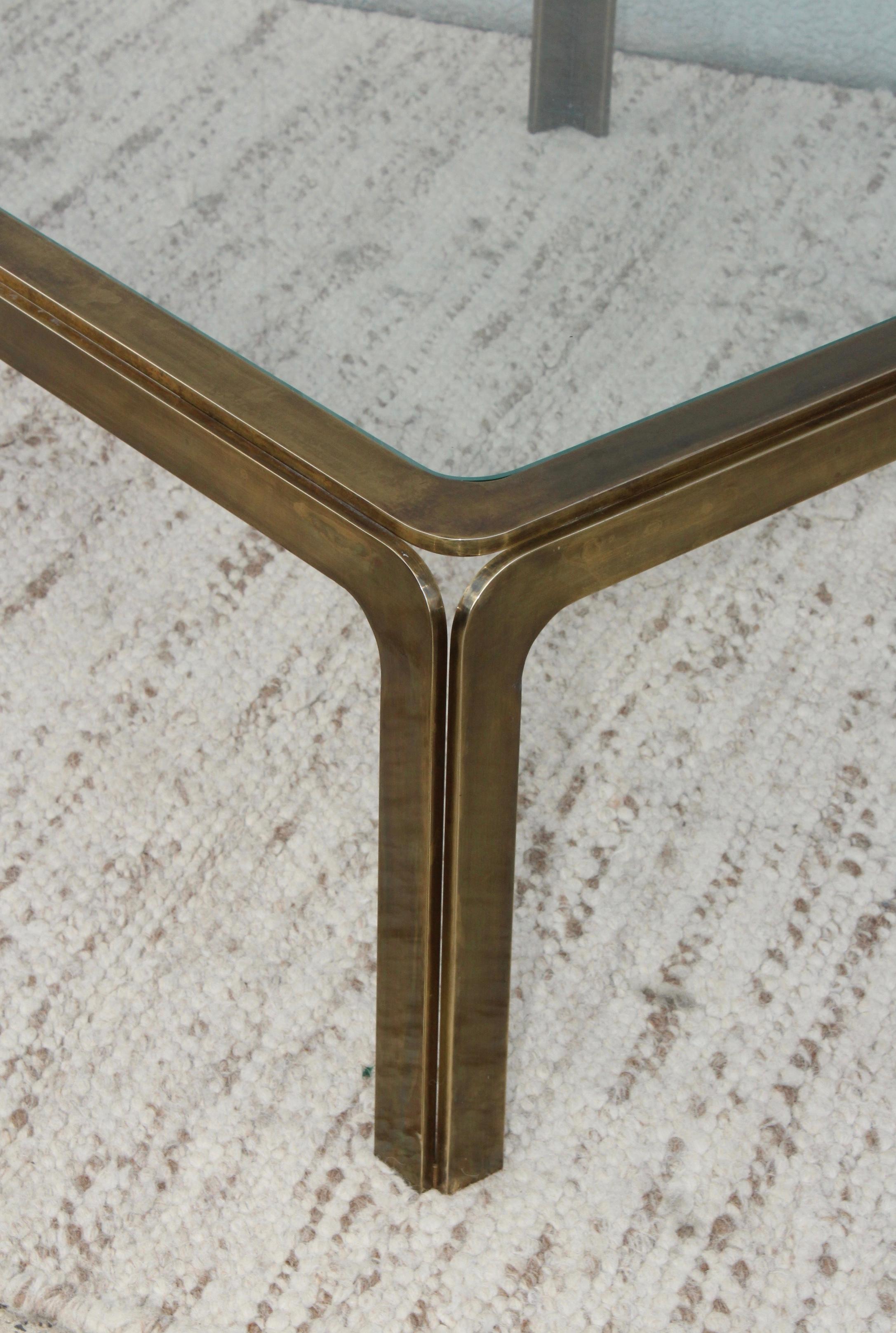 1970s Modern Patinated Brass Spanish Coffee Table 3