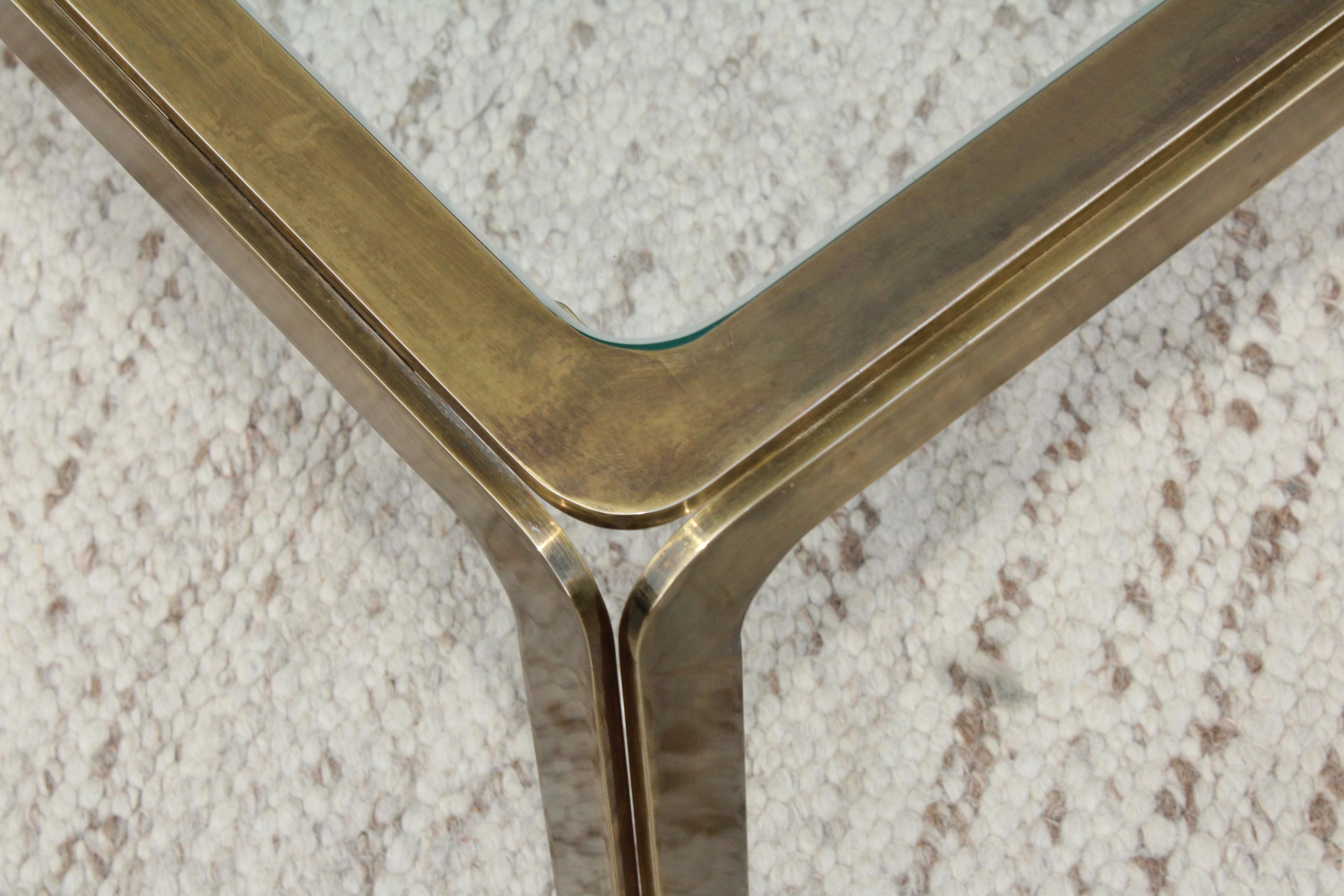 1970s Modern Patinated Brass Spanish Coffee Table 4