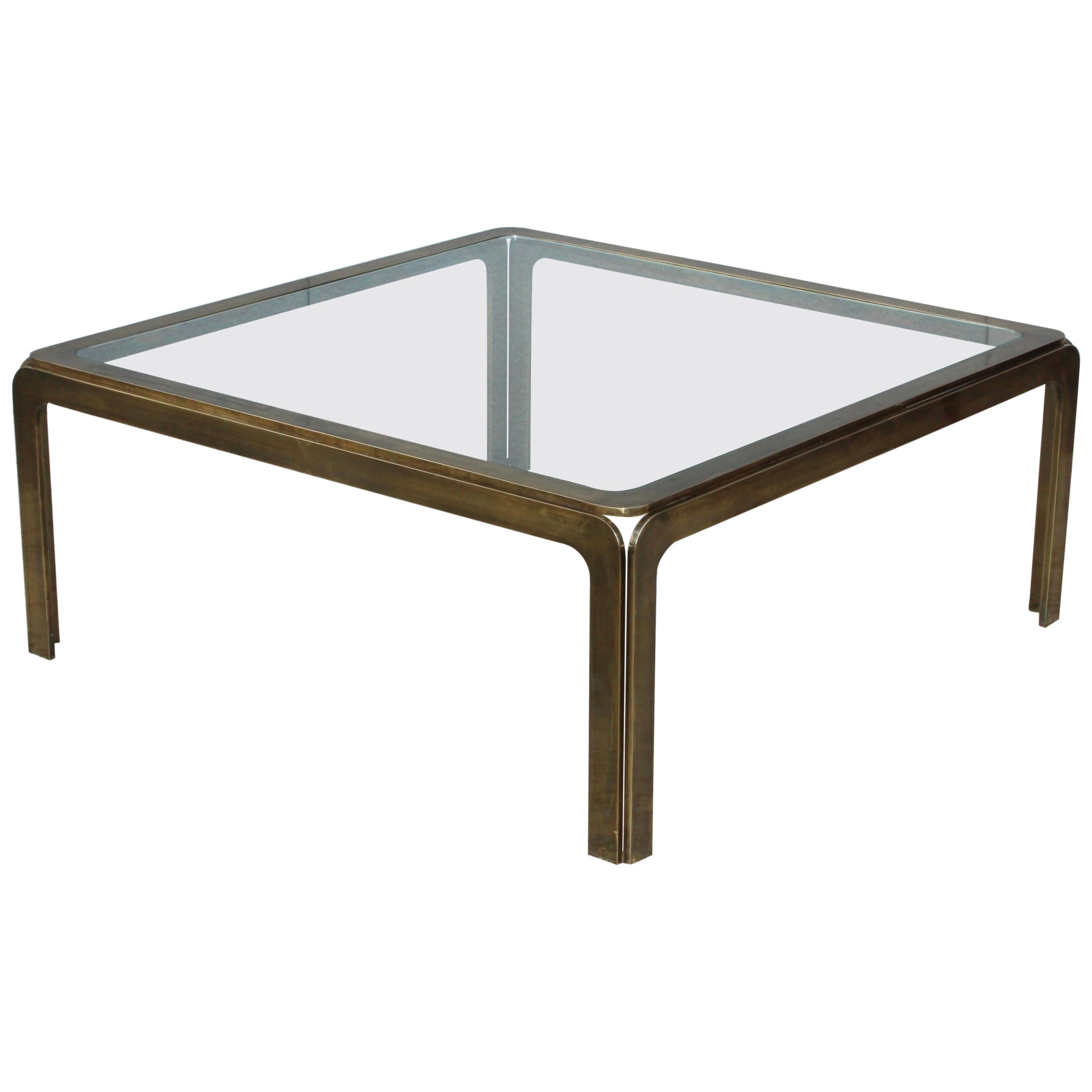 1970s Modern Patinated Brass Spanish Coffee Table