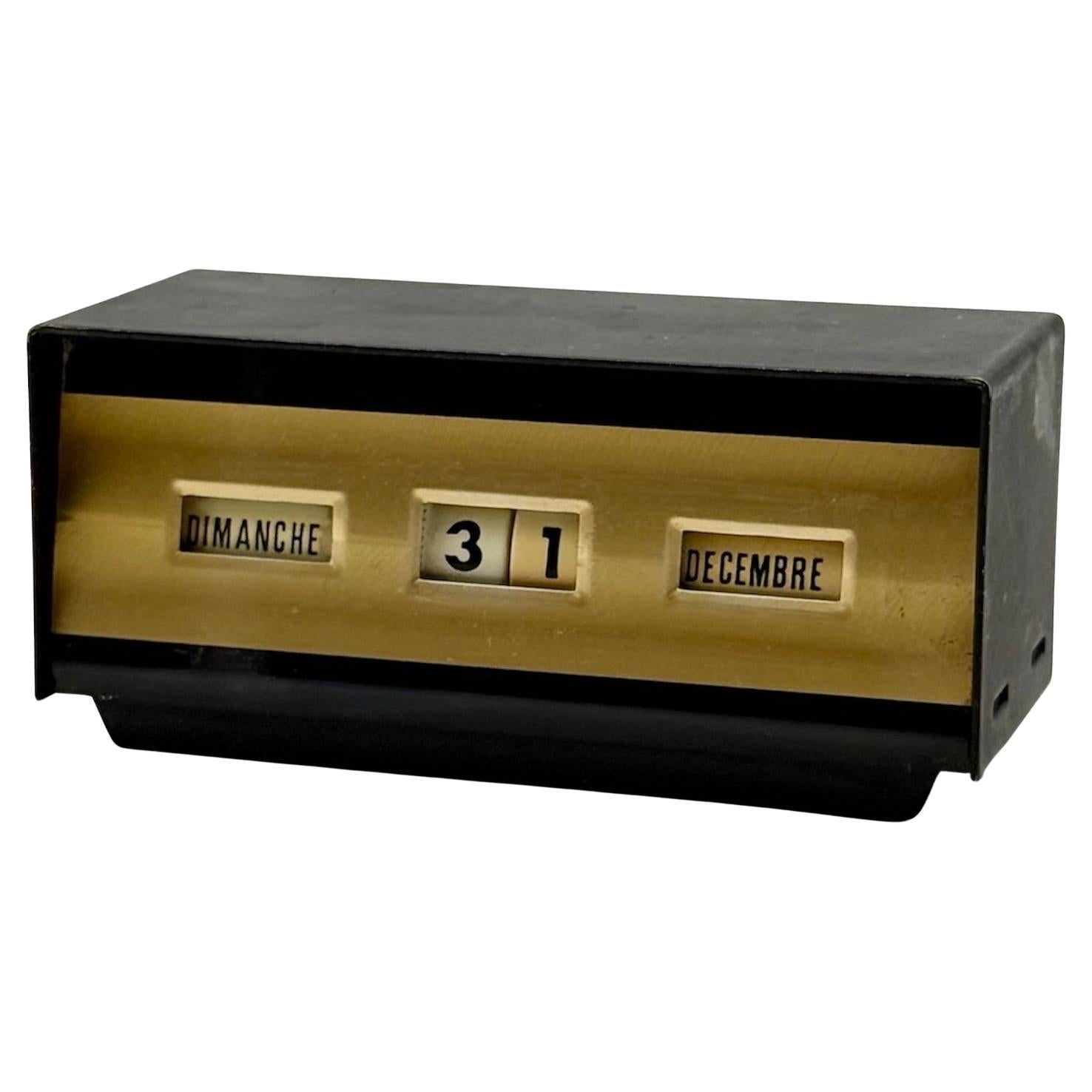 1970s Modern Perpetual Desk Calendar Black Plastic Spain by Maor