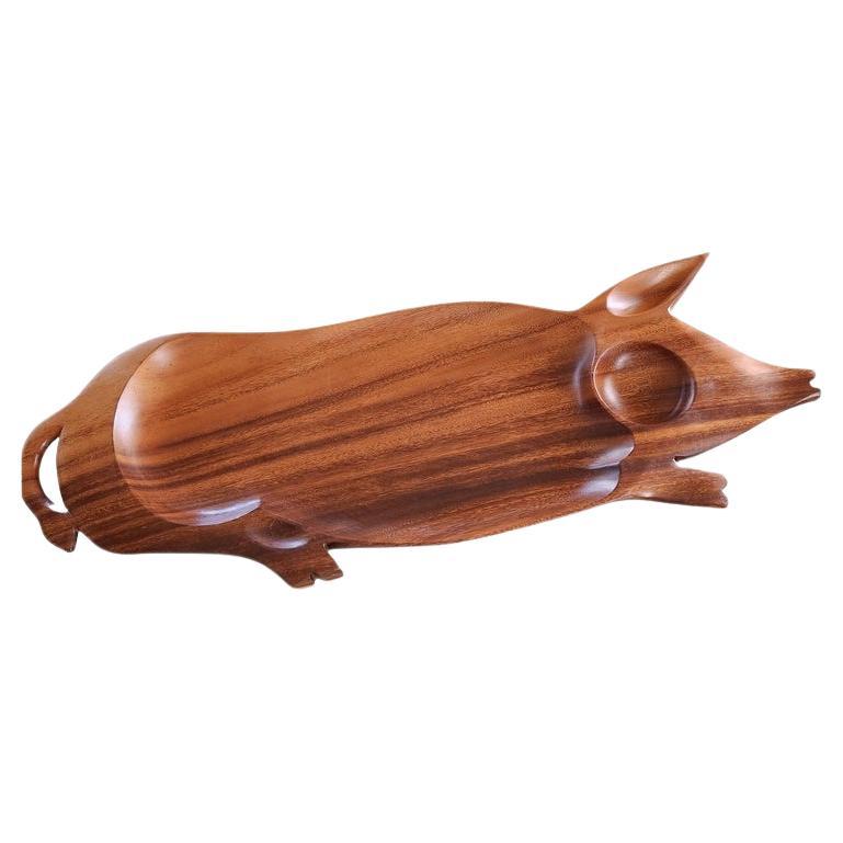 1970 Modern Party Platter Pig Serving Tray Charcuterie Board en vente