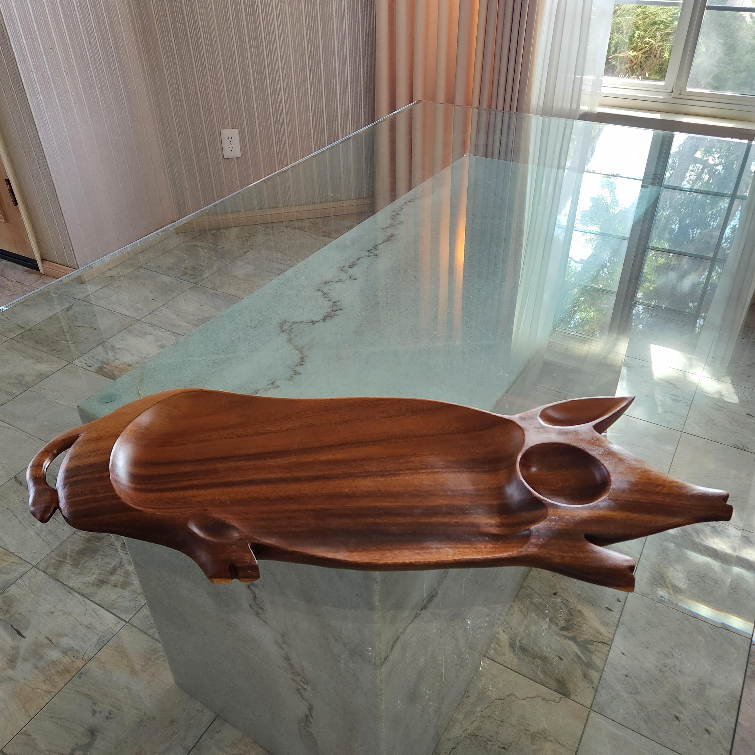 1970s Modern Pig Pupu Party Platter Serving Tray Wood Charcuterie Board 7