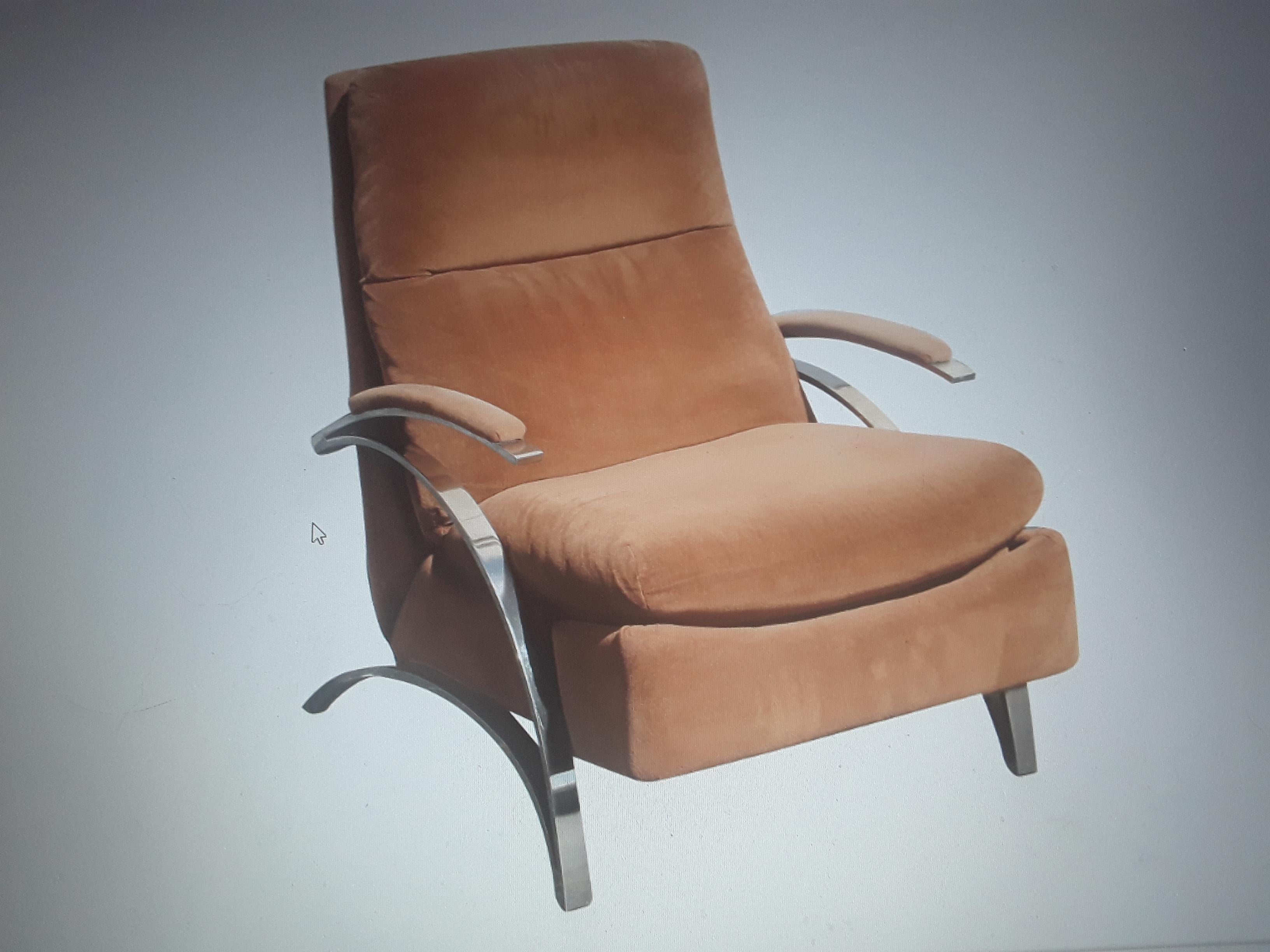 1970's Modern Plush Brown w/ Chrome Barcalounger Recliner/ Lounge Chair en vente 9
