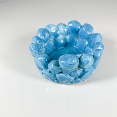 1970s Modern Pottery Aquamarine Art Sculpture Signed Erica
