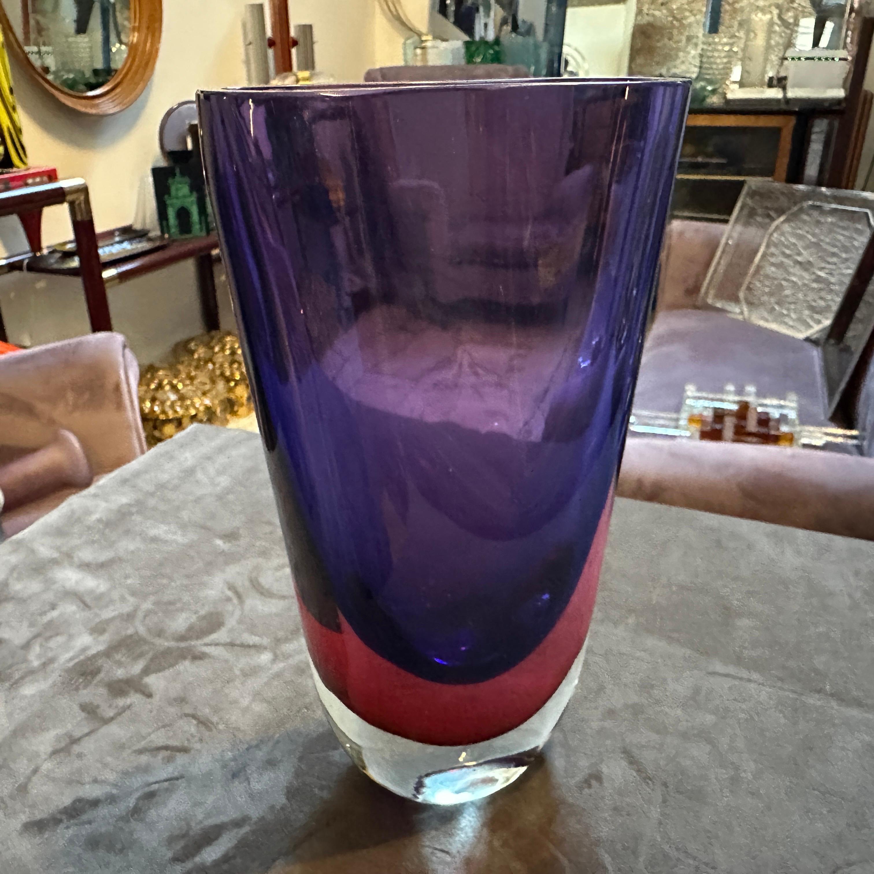 Vase en verre Murano Glass Sommerso violet et rose des années 1970 par Poli pour Seguso en vente 2