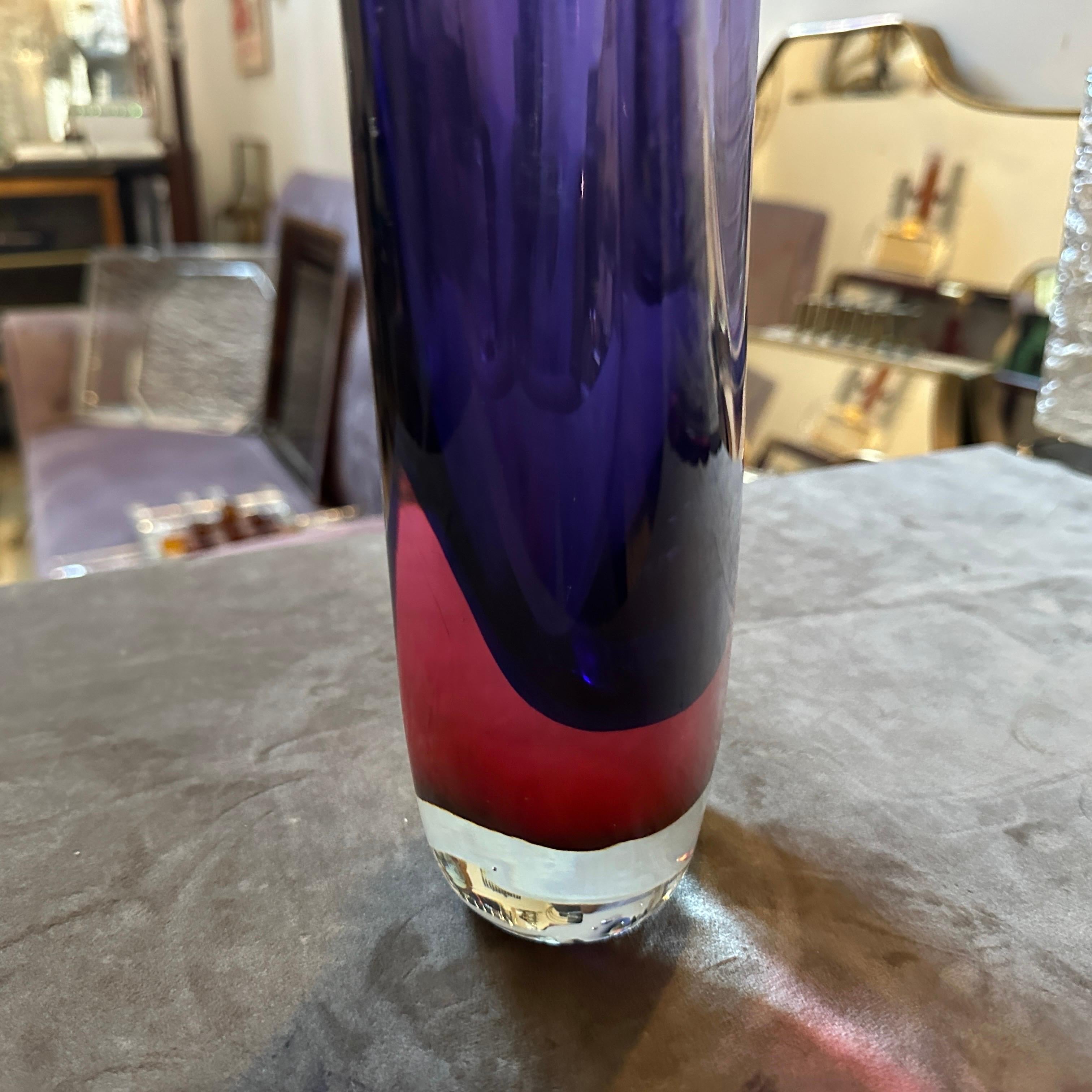 Vase en verre Murano Glass Sommerso violet et rose des années 1970 par Poli pour Seguso en vente 3