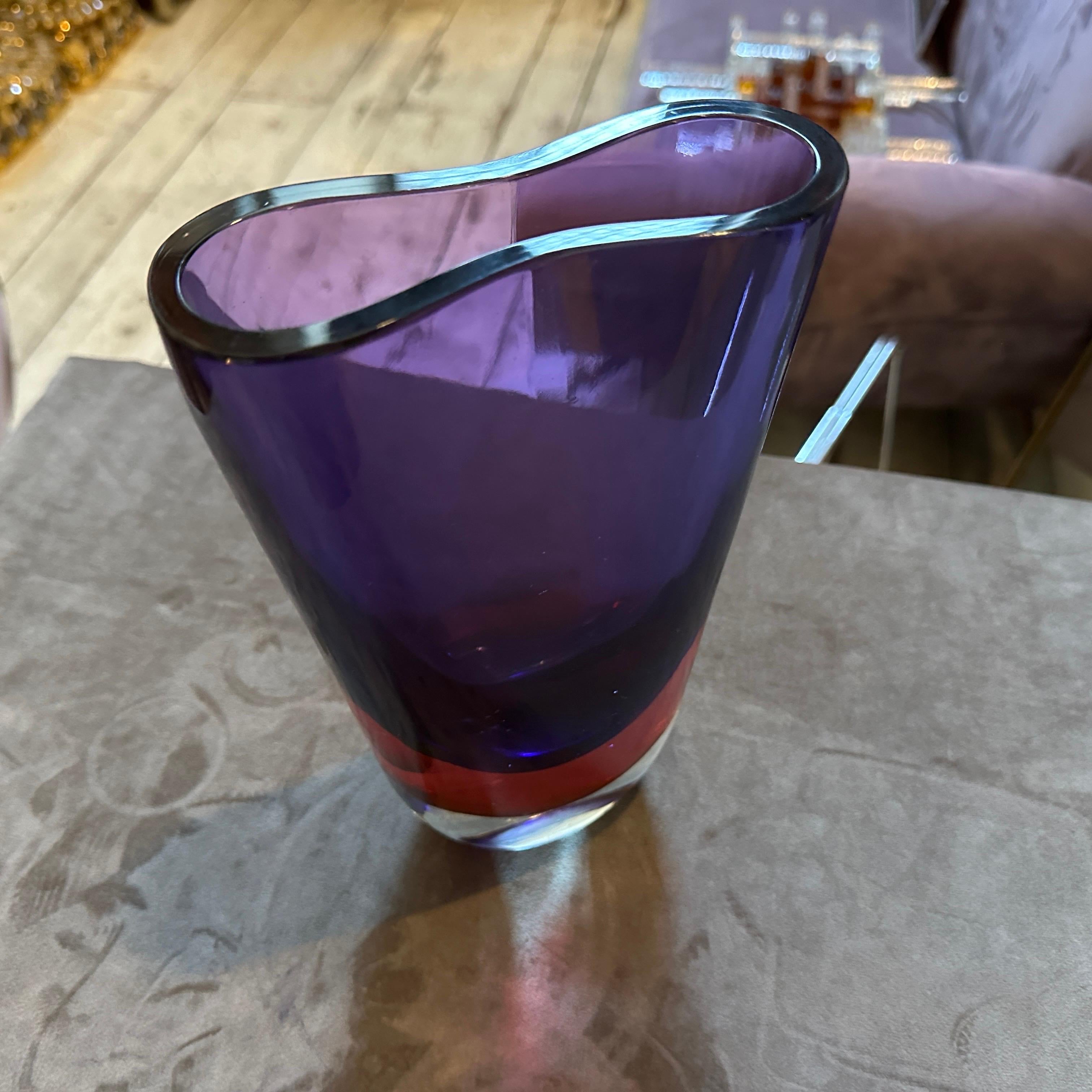 Vase en verre Murano Glass Sommerso violet et rose des années 1970 par Poli pour Seguso en vente 4