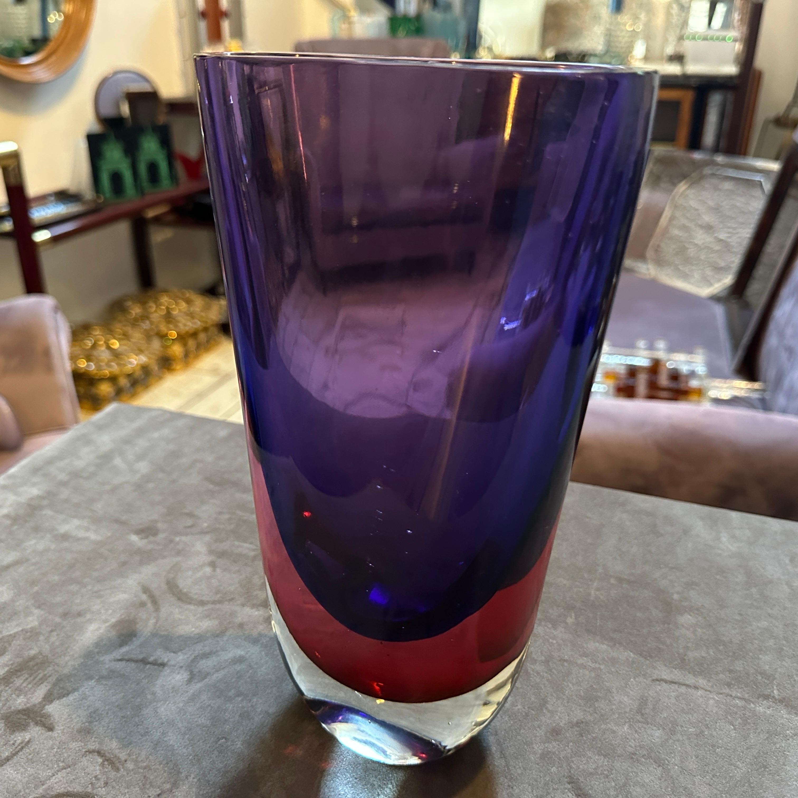 Vase en verre Murano Glass Sommerso violet et rose des années 1970 par Poli pour Seguso Excellent état - En vente à Aci Castello, IT