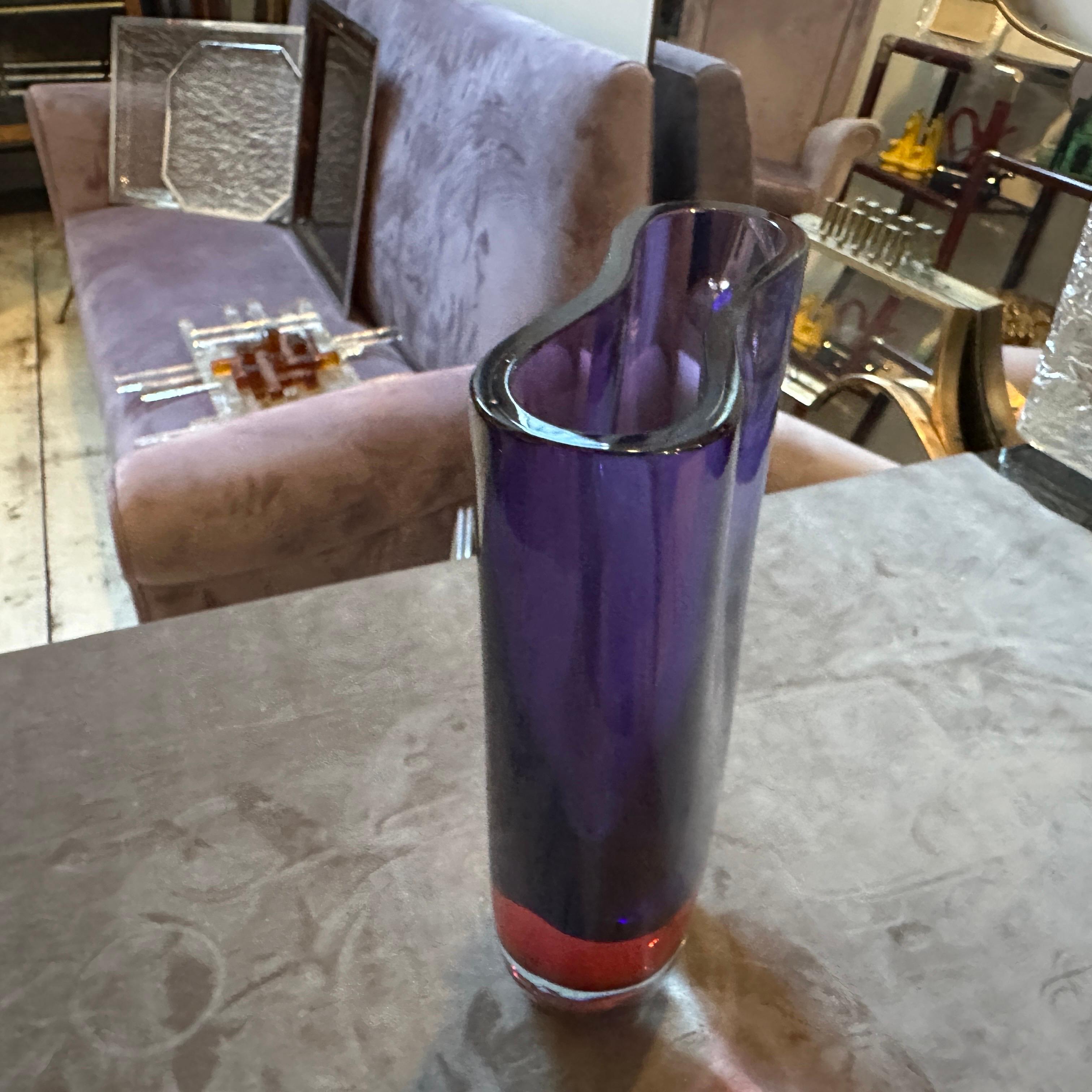 Vase en verre Murano Glass Sommerso violet et rose des années 1970 par Poli pour Seguso en vente 1