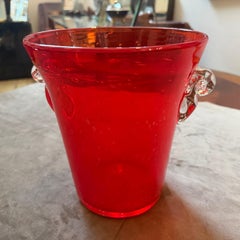 1970s Modern Murano Glass Wine Cooler, Hand-Crafted, Italy, Red