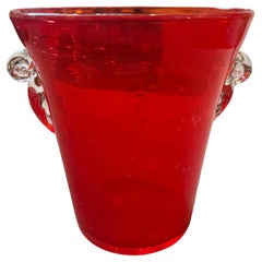 1970s Modern Murano Glass Wine Cooler, Hand-Crafted, Italy, Red
