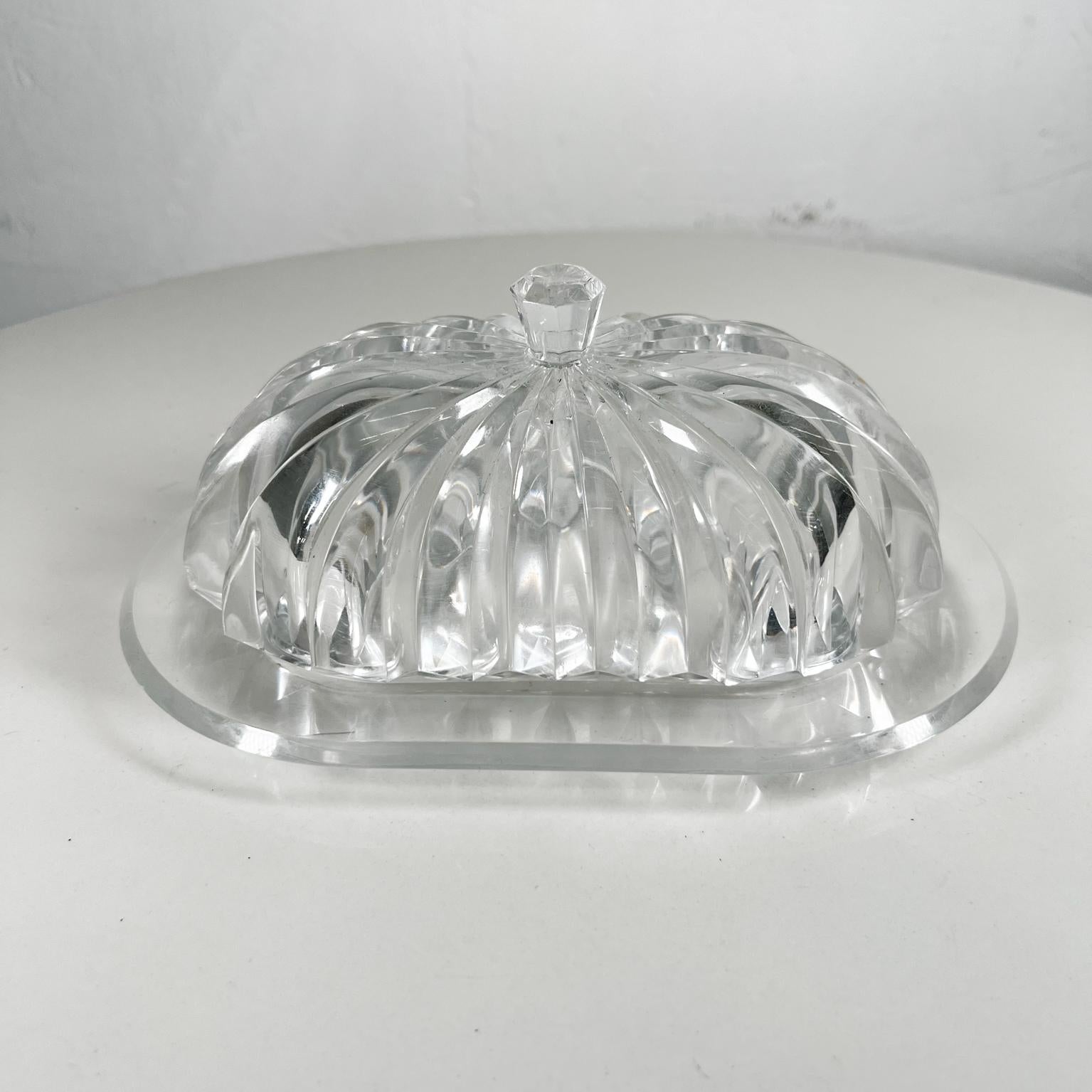 Mid-Century Modern 1970s Modern Ribbed Butter Dish Tiara Lucite Grainware by William Bounds