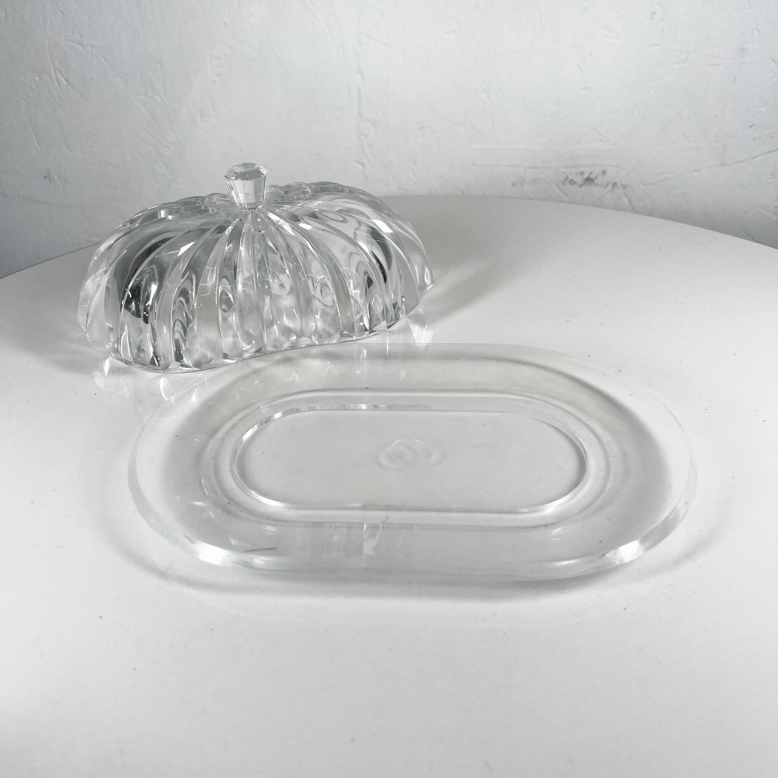 American 1970s Modern Ribbed Butter Dish Tiara Lucite Grainware by William Bounds
