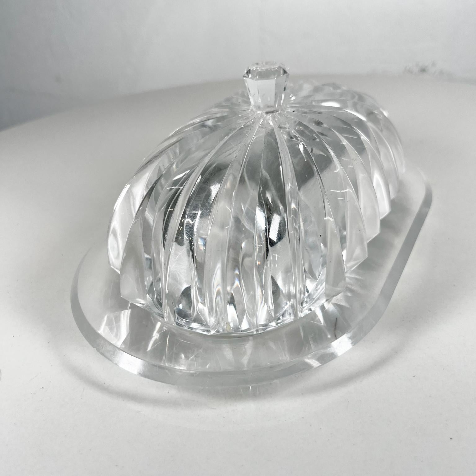20th Century 1970s Modern Ribbed Butter Dish Tiara Lucite Grainware by William Bounds
