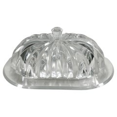 1970s Modern Ribbed Butter Dish Tiara Lucite Grainware by William Bounds
