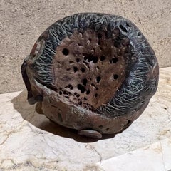1970s Sculptural Sphere Abstract Object Studio Pottery Art