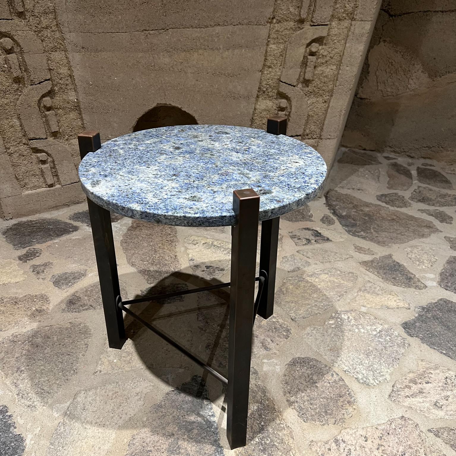 American 1970s Modern Side Table Blue Granite on Bronze Style of Cedric Hartman For Sale
